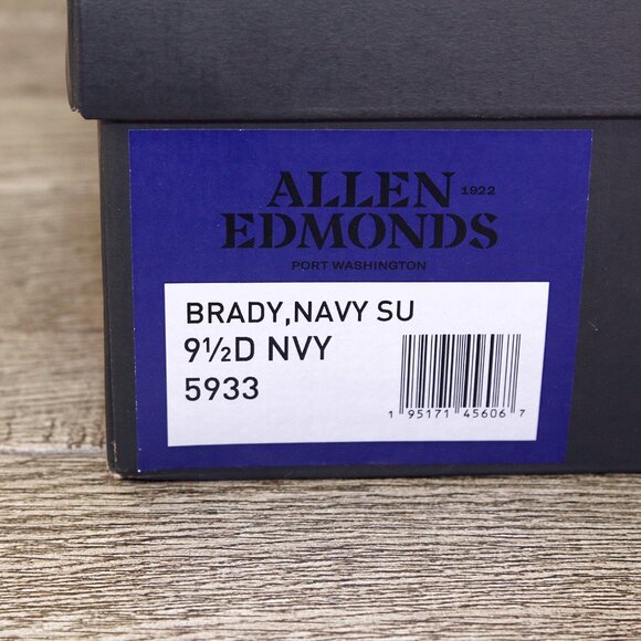 * NIB * $425 Allen Edmonds BRADY 9.5 D Navy Suede * add $15 new Trees main image 9